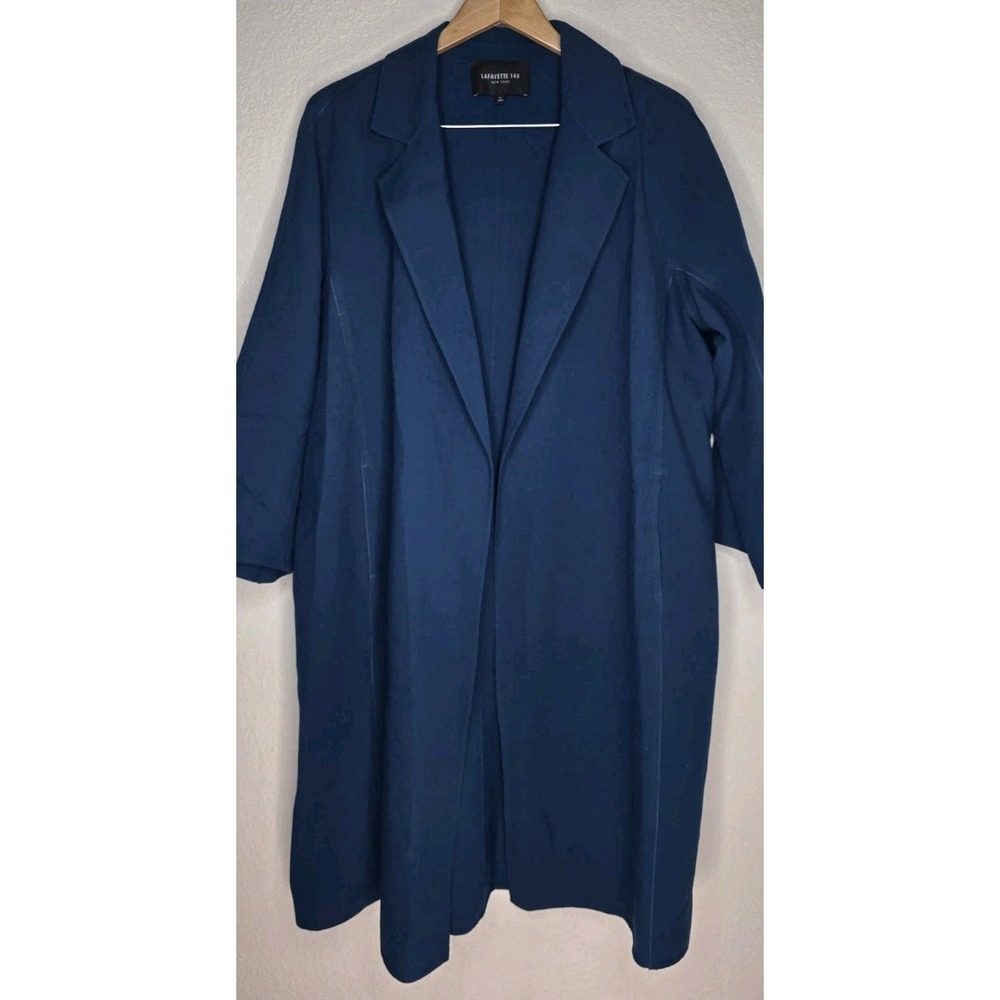 New LAFAYETTE 148 NEW YORK CARMELINA WOOL JACKET Blue Coat Pockets Women L Core